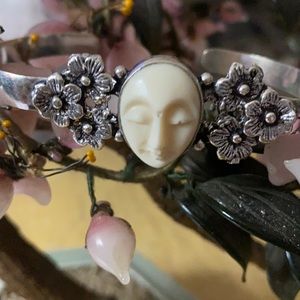 Vintage 925 engraved goddess cuff